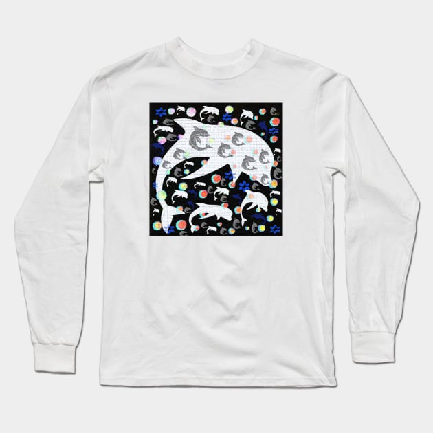 Dolphin Pattern Long Sleeve T-Shirt by AnimalPatterns